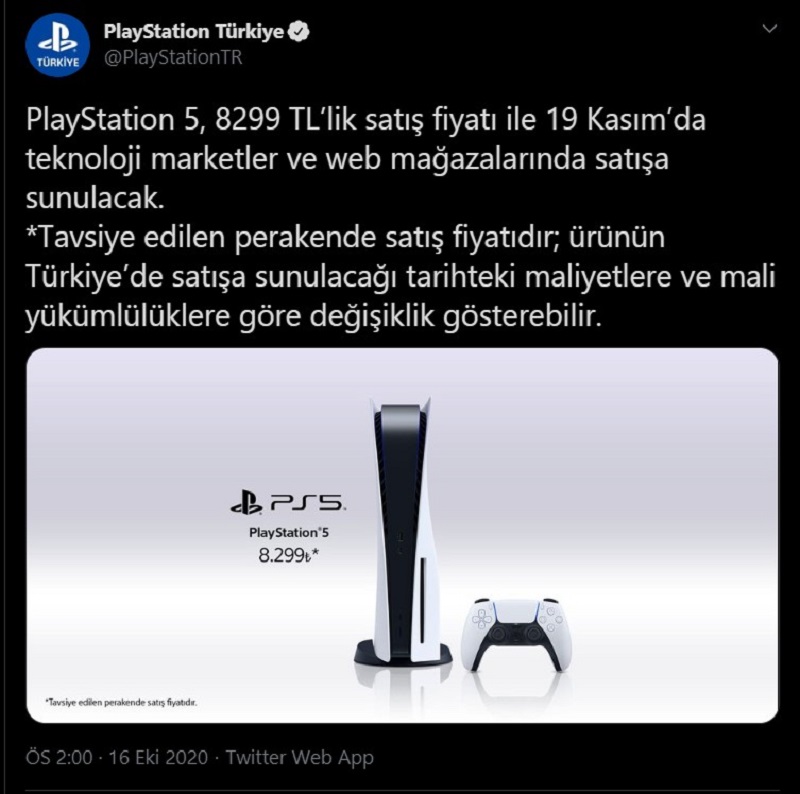 PlayStation 5 Fiyat